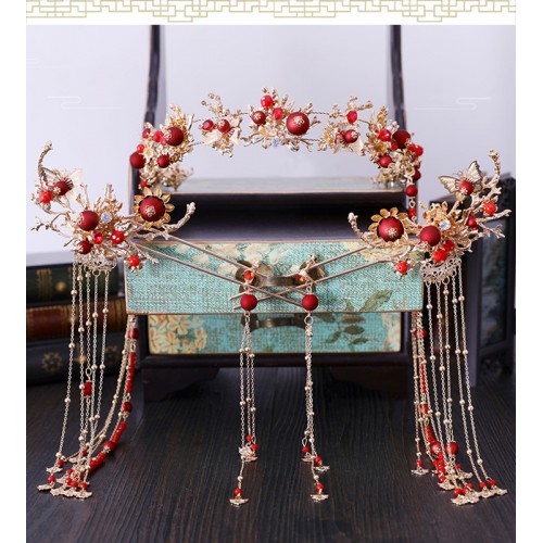 Chinese wedding party bridal hair accessories traditional Chinese empress princess fairy drama cosplay hanfu headdress